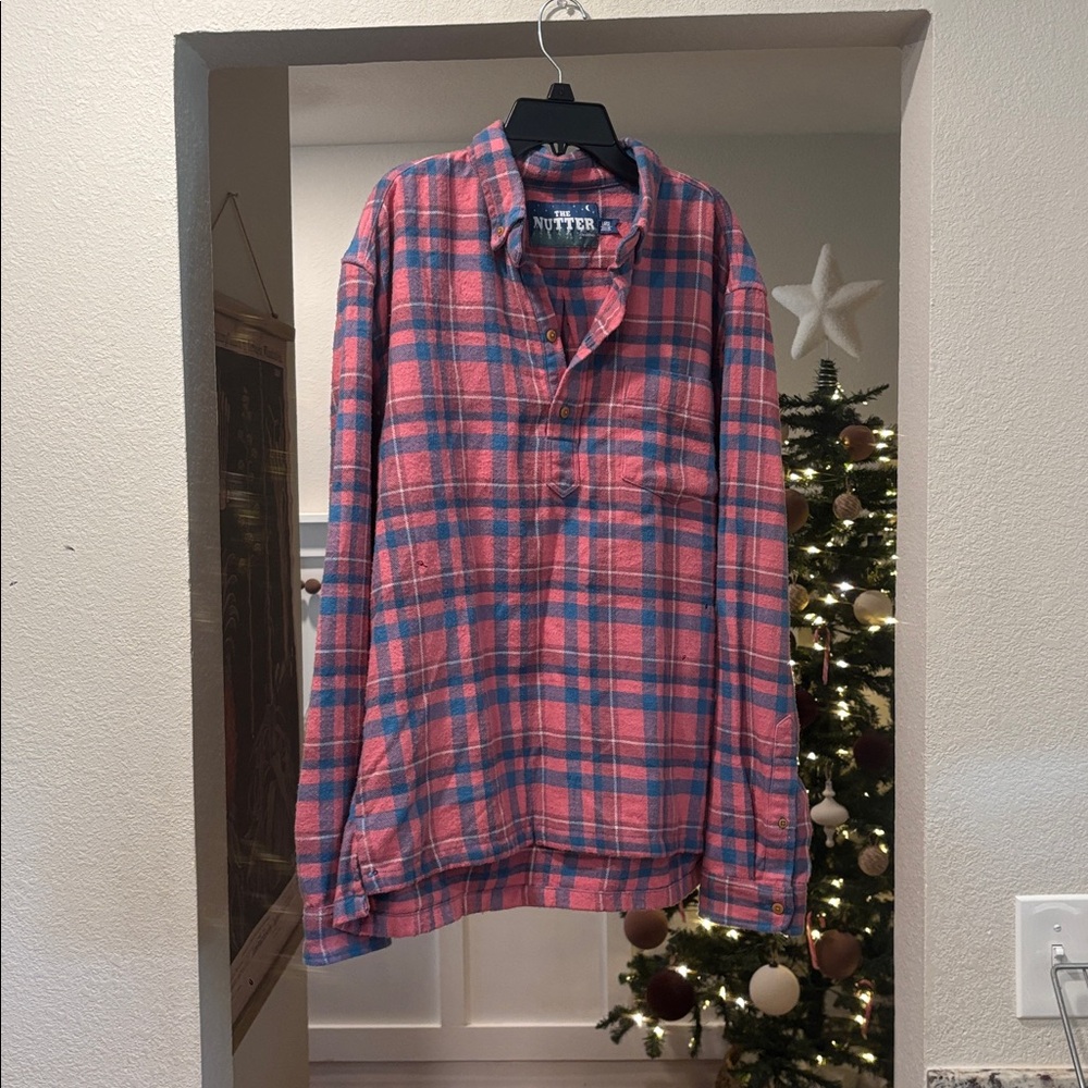 Chubbies The Nutter Flannel Pull Over Pink Blue Checkered Striped Fleece Warm
